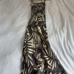 Tombolini Grey and Cream Maxi Dress Linen